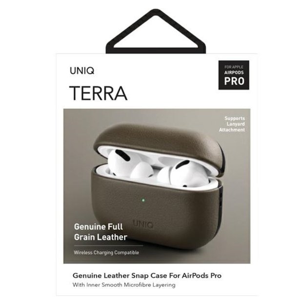 Uniq Terra Genuine Leather case for AirPods Pro - olive 6