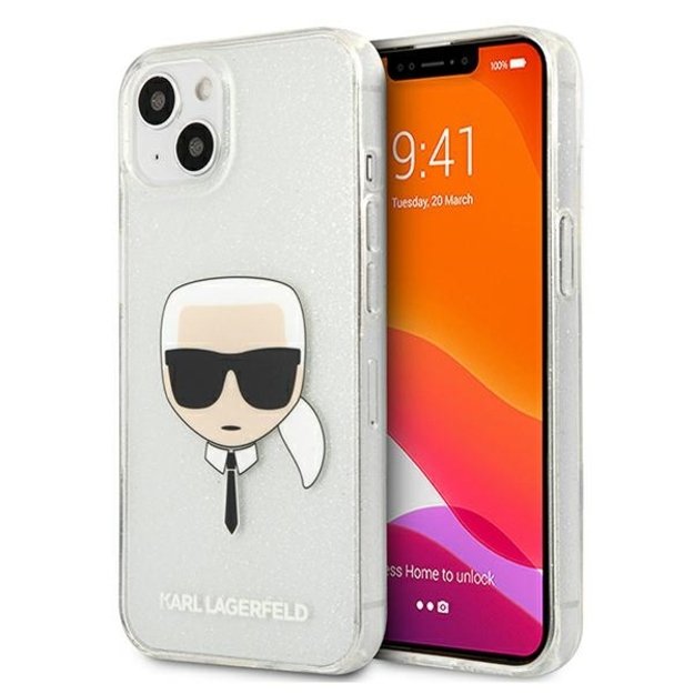 Karl Lagerfeld Glitter Karl' s Head case for iPhone 13 mini - silver