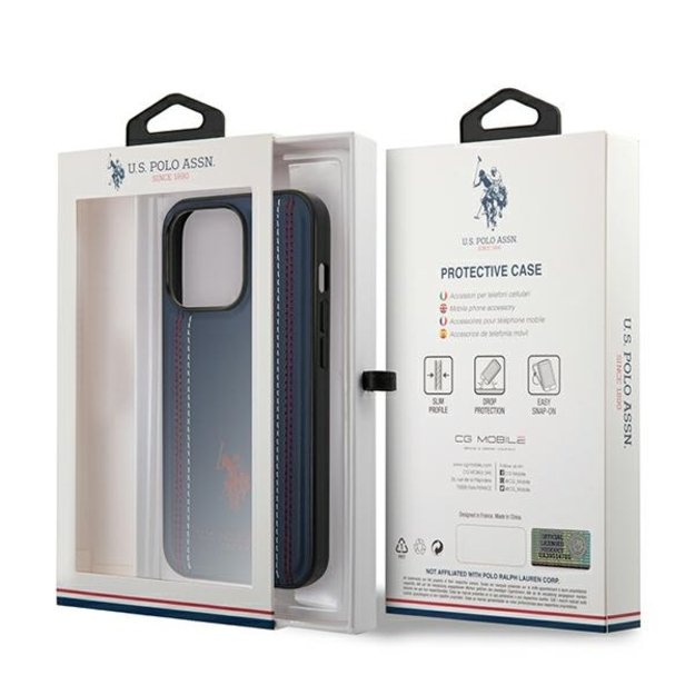 US Polo USHCP14XPFAV iPhone 14 Pro Max 6.7&quot  navy/navy blue Leather Stitch 7