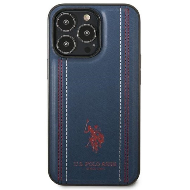 US Polo USHCP14XPFAV iPhone 14 Pro Max 6.7&quot  navy/navy blue Leather Stitch 2