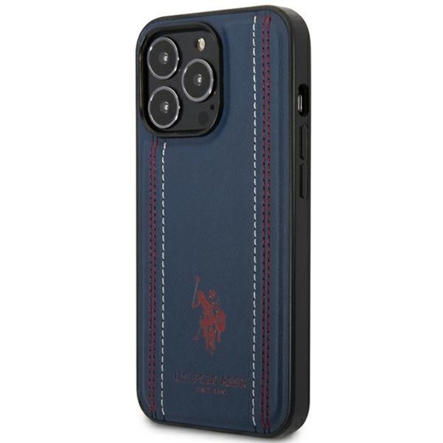 US Polo USHCP14XPFAV iPhone 14 Pro Max 6.7&quot  navy/navy blue Leather Stitch 1
