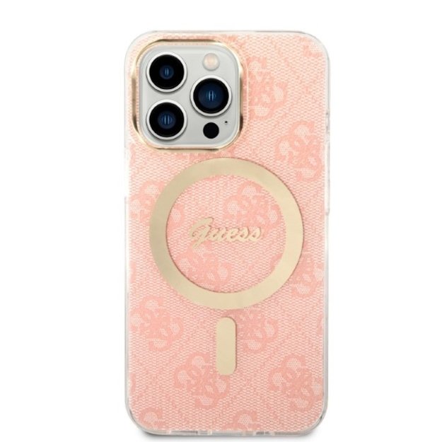 Set Guess GUBPP13LH4EACSP Case+ Charger iPhone 13 Pro pink/pink hard case 4G Print MagSafe 2