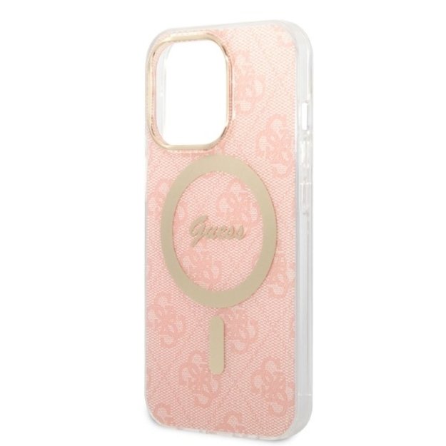 Set Guess GUBPP13LH4EACSP Case+ Charger iPhone 13 Pro pink/pink hard case 4G Print MagSafe 5