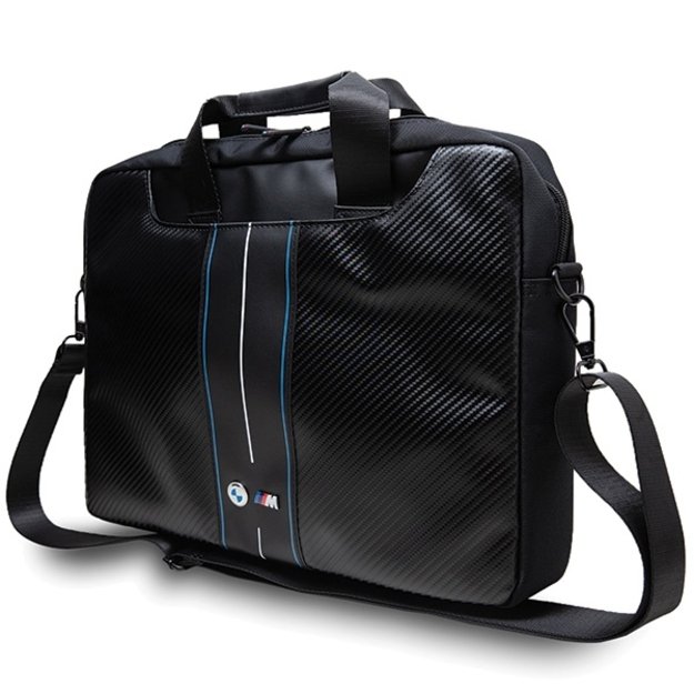 BMW Carbon &amp  Blue Stripe bag for a 16&quot  laptop - black 1