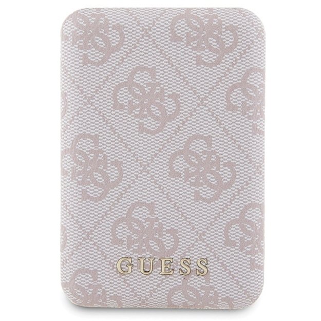 Guess 4G Metal Logo case set for iPhone 15 + 5000mAh MagSafe power bank - pink 7