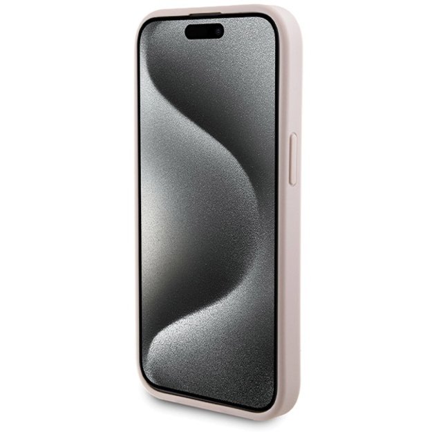 Guess 4G Metal Logo case set for iPhone 15 + 5000mAh MagSafe power bank - pink 4