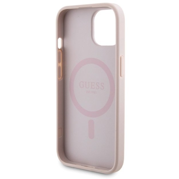 Guess 4G Metal Logo case set for iPhone 15 + 5000mAh MagSafe power bank - pink 6