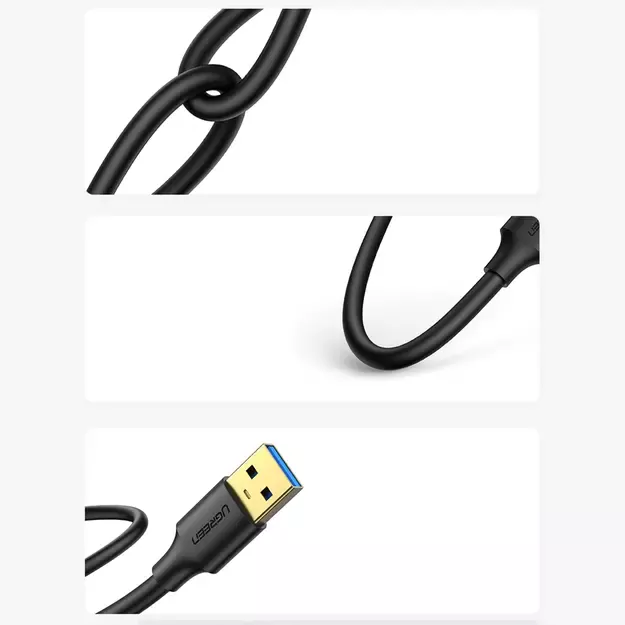 Ugreen US128 90576 USB-A 3.0 / USB-A 3.0 5Gb/s cable 3m - black 1
