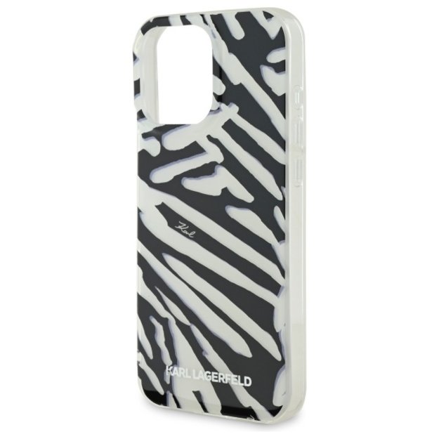 Karl Lagerfeld IML Zebra Pattern &amp  Cord iPhone 16 Pro Max Case - Black 4
