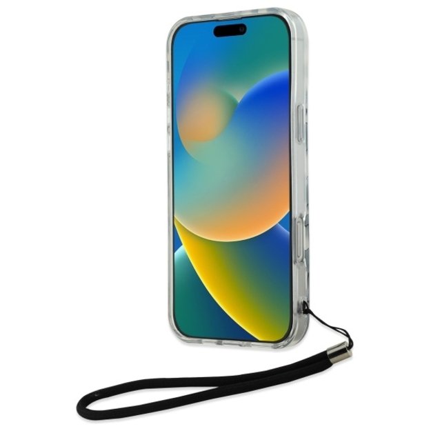 Karl Lagerfeld IML Zebra Pattern &amp  Cord iPhone 16 Pro Max Case - Black 3