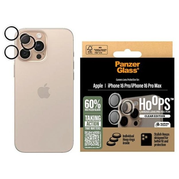 PanzerGlass Hoops Transparent Lens Protector iPhone 16 Pro 6.3&quot  / 16 Pro Max 6.9&quot  1286
