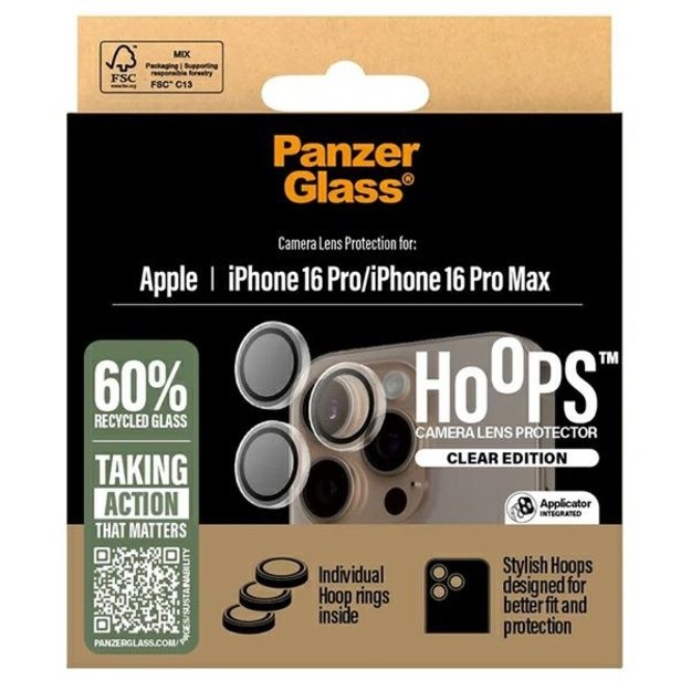 PanzerGlass Hoops Transparent Lens Protector iPhone 16 Pro 6.3&quot  / 16 Pro Max 6.9&quot  1286 3