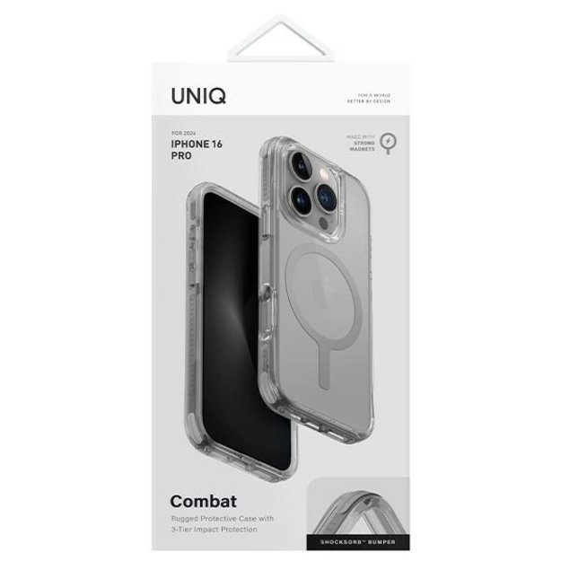 Uniq Combat iPhone 16 Pro 6.3&quot  Magclick Charging case gray/stone gray 3