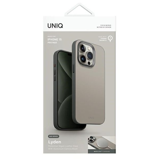 Uniq Lyden DS iPhone 15 Pro Max 6.7&quot  Magclick Charging case beige-green/ivory-lichen green 5
