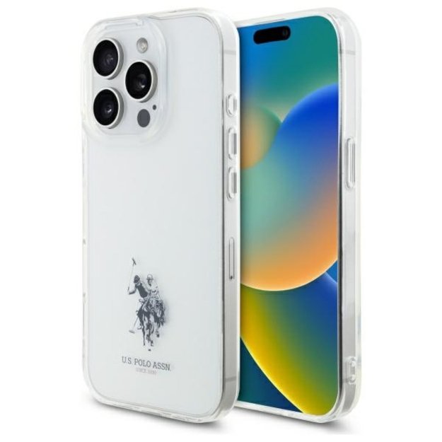 US Polo USHCP15XUSMT iPhone 15 Pro Max 6.7&quot  Clear/Transparent IML Printed Double Horse Logo