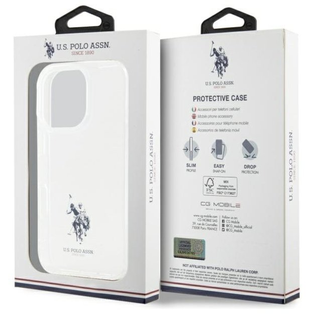 US Polo USHCP15XUSMT iPhone 15 Pro Max 6.7&quot  Clear/Transparent IML Printed Double Horse Logo 6
