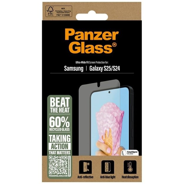 PanzerGlass All-in-One Ultra-Wide Fit Tempered Glass for Samsung Galaxy S25 3