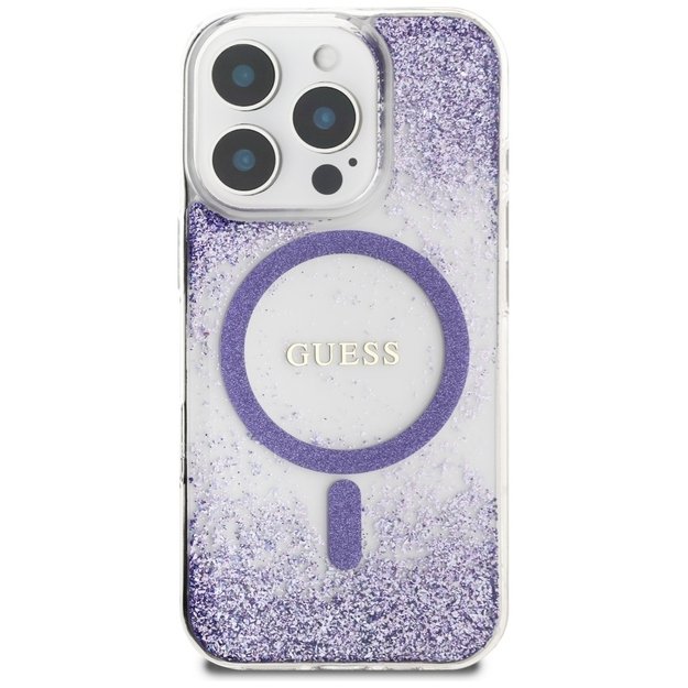Guess HC Resin Bottom Glitter MagSafe case for iPhone 16 Pro - purple 2