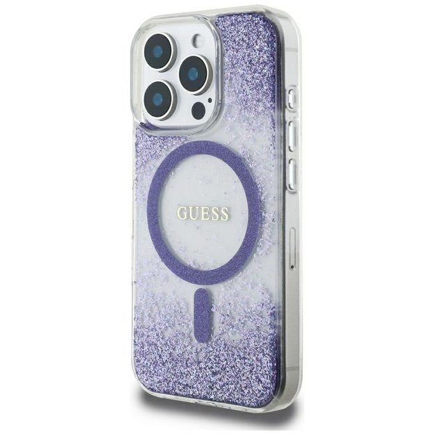 Guess HC Resin Bottom Glitter MagSafe case for iPhone 16 Pro - purple 1