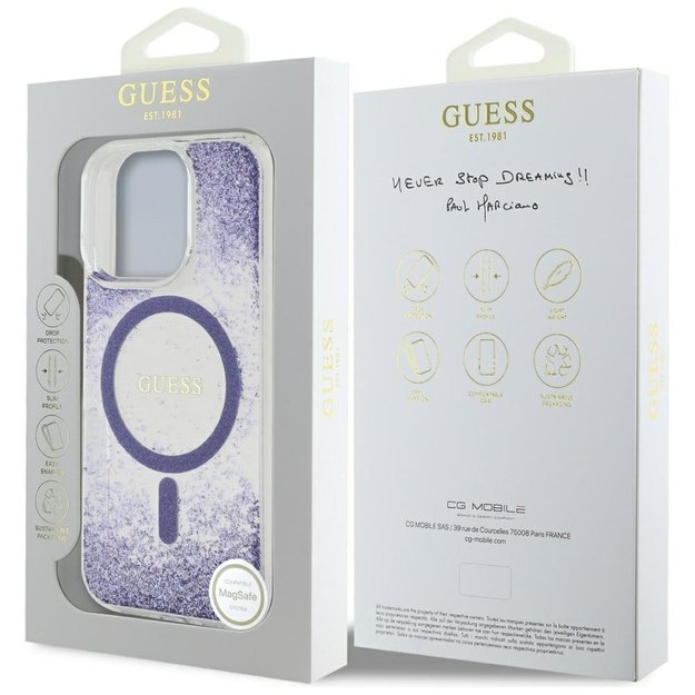 Guess HC Resin Bottom Glitter MagSafe case for iPhone 16 Pro - purple 7