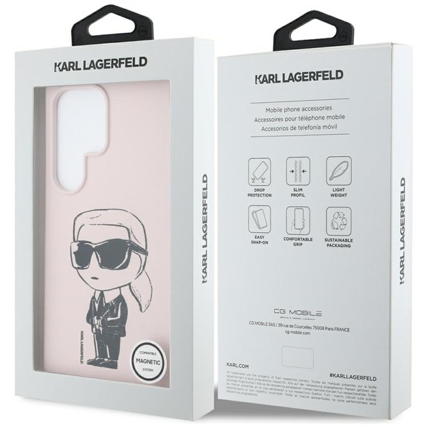 Karl Lagerfeld Silicone Graffiti Ikonik Printed Logo MagSafe Case for Samsung Galaxy S25 Ultra - Pink 7