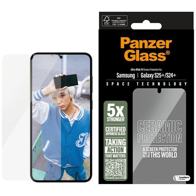 PanzerGlass Ultra-Wide Fit Ceramic Glass for Samsung Galaxy S25+ - Clear