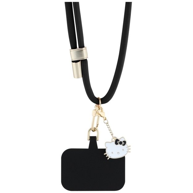 Hello Kitty Patch &amp  Kitty Head Charm Universal Phone Lanyard - Black 2
