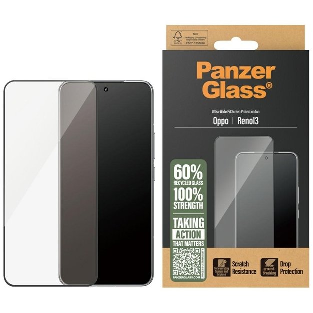 PanzerGlass Ultra-Wide Fit Tempered Glass w. Black Frame for Oppo Reno13
