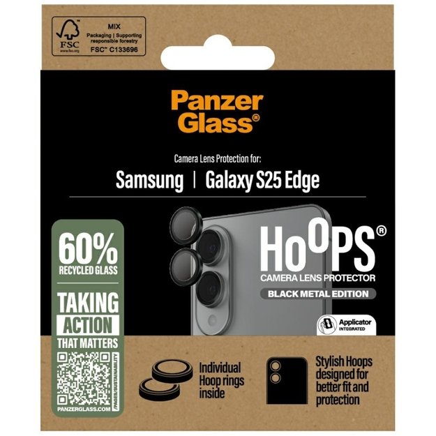 PanzerGlass Hoops Lens Protector Tempered Glass for Samsung Galaxy S25 Edge - Black 3