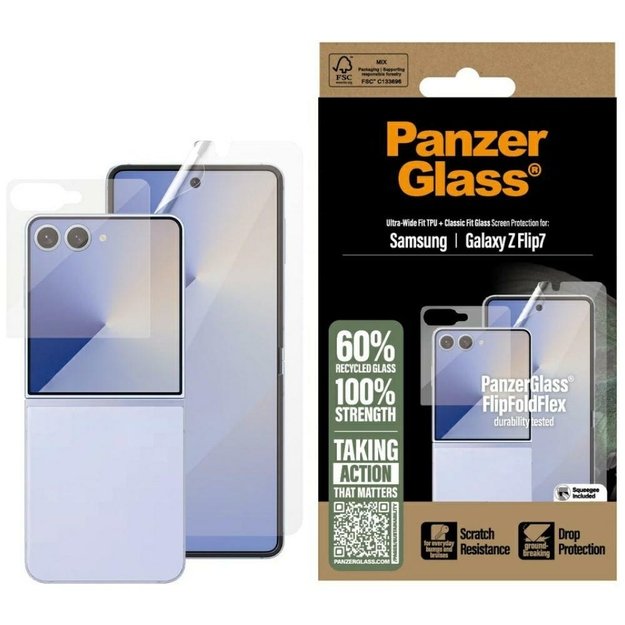 PanzerGlass FlipFoldFlex 2-in-1 Protective Set Classic Fit Glass + Ultra-Wide Fit TPU Film for Samsung Galaxy Flip7