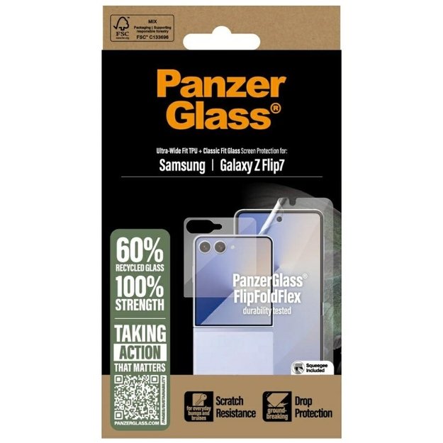 PanzerGlass FlipFoldFlex 2-in-1 Protective Set Classic Fit Glass + Ultra-Wide Fit TPU Film for Samsung Galaxy Flip7 3