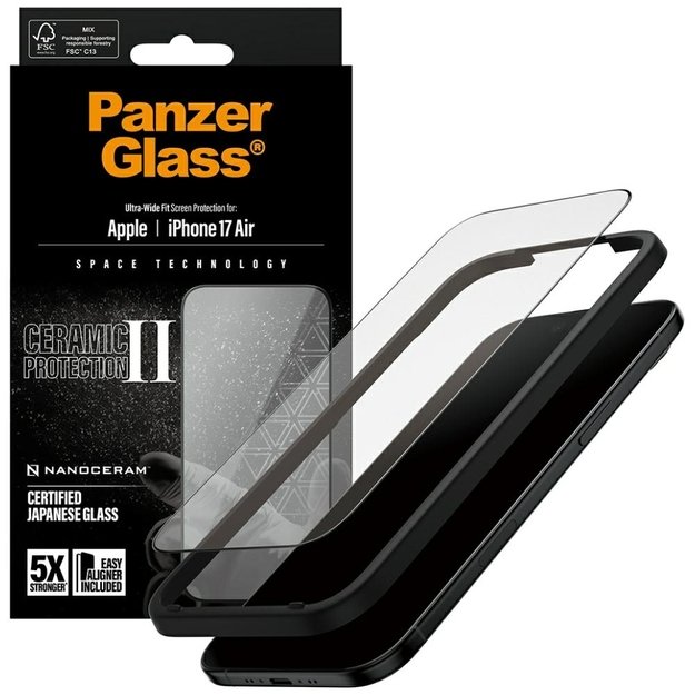 PanzerGlass Ceramic II Ultra-Wide Fit EasyAligner Tempered Glass for iPhone Air 3