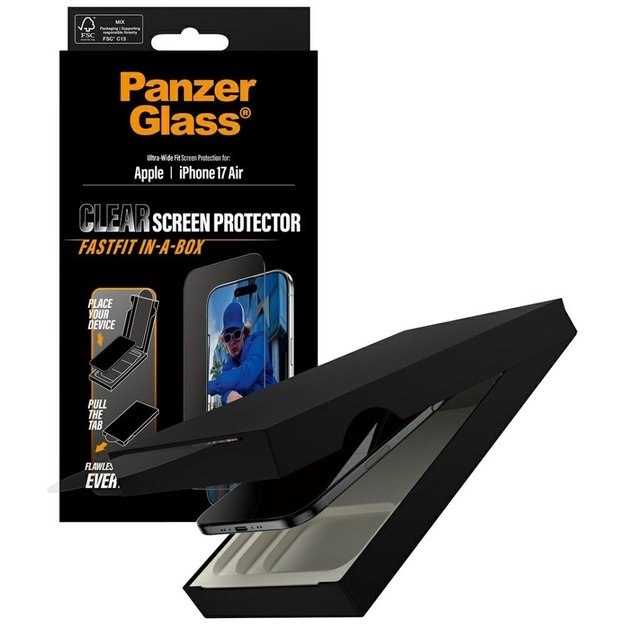 PanzerGlass Ultra-Wide Fit Fastfit Tempered Glass for iPhone Air 3