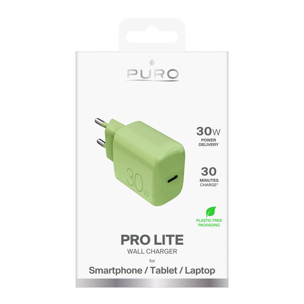 Puro Pro Lite 30W USB-C Wall Charger - Green 1