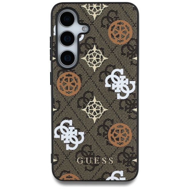 Guess 4G Printed Colored Peony Pattern MagSafe case for Samsung Galaxy S25 brown 2