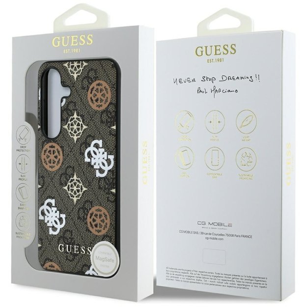 Guess 4G Printed Colored Peony Pattern MagSafe case for Samsung Galaxy S25 brown 7