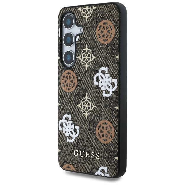 Guess 4G Printed Colored Peony Pattern MagSafe case for Samsung Galaxy S25 brown 1