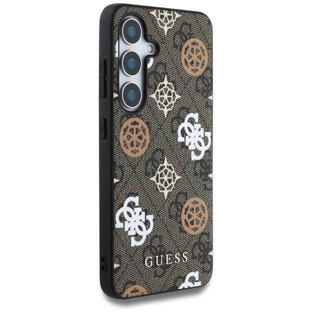 Guess 4G Printed Colored Peony Pattern MagSafe case for Samsung Galaxy S25 brown 3