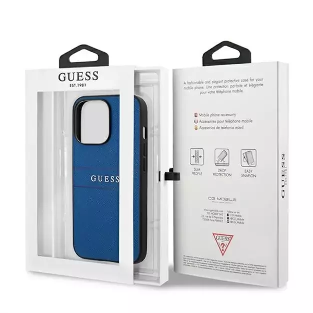 Guess GUHCP13LPSASBBL iPhone 13 Pro / 13 6.1&quot  blue/blue Saffiano Strap 7
