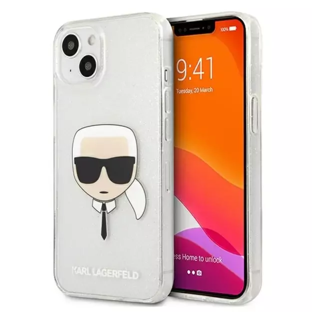 Karl Lagerfeld KLHCP13SKHTUGLS iPhone 13 mini 5,4  srebrny/silver hardcase Glitter Karl`s Head