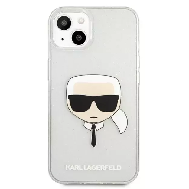 Karl Lagerfeld KLHCP13SKHTUGLS iPhone 13 mini 5,4  srebrny/silver hardcase Glitter Karl`s Head 2