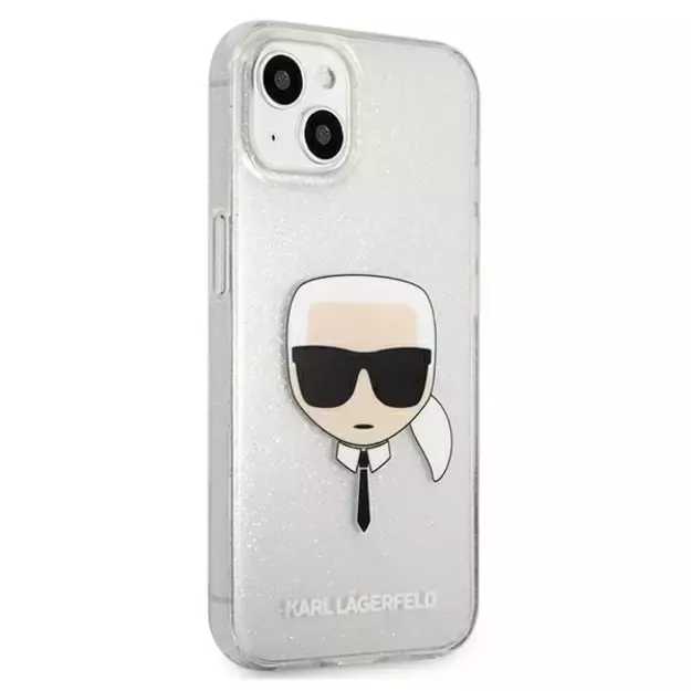 Karl Lagerfeld KLHCP13SKHTUGLS iPhone 13 mini 5,4  srebrny/silver hardcase Glitter Karl`s Head 3