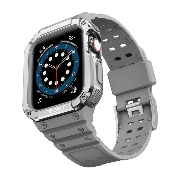 Protect Strap Band for Apple Watch 38/40/41mm Armored Case Strap - Gray, Silver 9