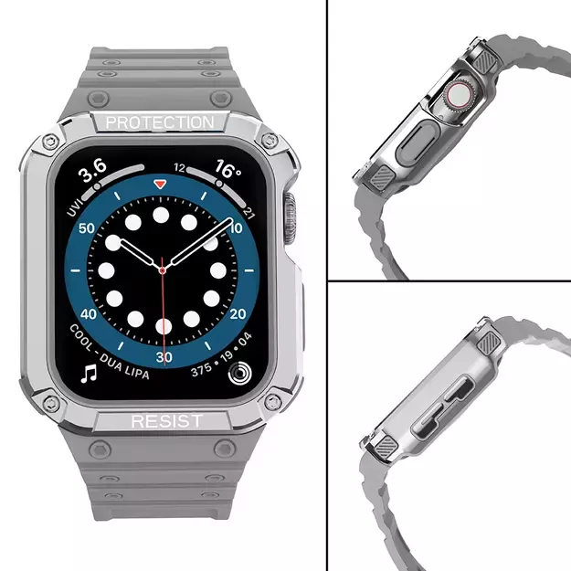Protect Strap Band for Apple Watch 38/40/41mm Armored Case Strap - Gray, Silver 3