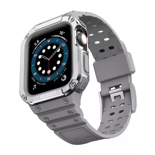 Protect Strap Band for Apple Watch 38/40/41mm Armored Case Strap - Gray, Silver 1