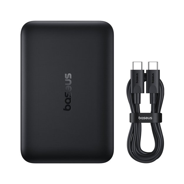 Baseus EnerFill FM11 Ultra-Mini 10000mAh 22.5W MagSafe Compatible Power Bank with Baseus Simple USB-C 20V/3A 30cm Cable - Black 1
