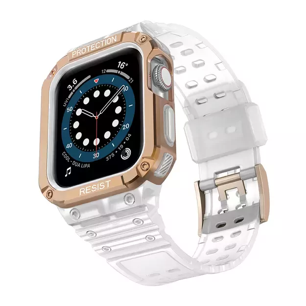 Protect Strap Band for Apple Watch 42/44/45mm Armored Case Strap - White, Rose Gold 9