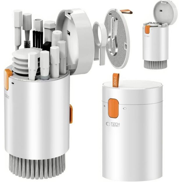 Tech-Protect 20-in-1 Multifunctional Cleaning Kit for Phone, Tablet, Laptop, and Headphones - White 2