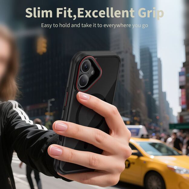 Tech-Protect MagHybrid MagSafe Case for iPhone 17 - Black and Red 4