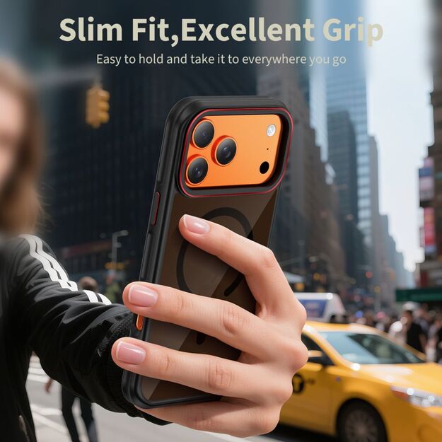 Tech-Protect MagHybrid MagSafe Case for iPhone 17 Pro Max - Black and Red 4